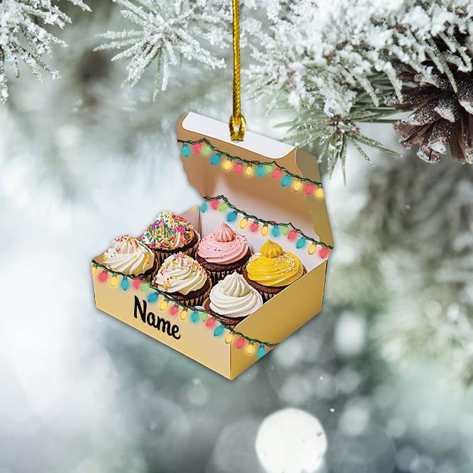 Cupcake Box Christmas Ornament  Cupcake Ornament  Baking Ornament  Baker Gift-image