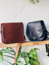 Sac À Dos Vintage En Cuir Brun En Chèvre Véritable Sac Bandoulière Gratuit