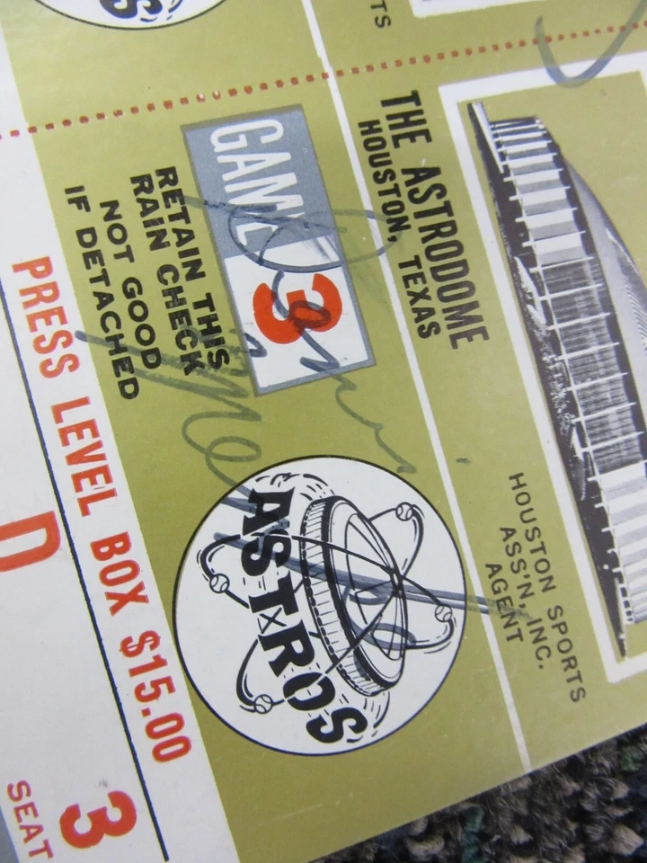 John Edward Denis Menke Don Wilson autograph signed 1969 Astros Tickets - Image 4 of 4