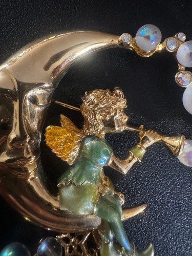 Dreamy Kirks Folly vintage Pipedream Fairy Moon Bubbles Pin Brooch - Picture 9 of 10