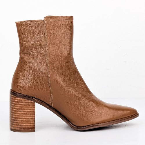 Seychelles Women Desirable Brown Leather Zip Pointy Dress Ankle Boots 7.5 - Picture 4 of 6