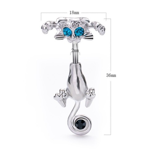 Ring Body Belly Button Navel New Vintage Cat Pet Design Jewelry Pierc Charm - Picture 9 of 9