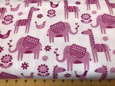 Jungle Animals Pink Flannel fabric Sold By The Yard 1457
