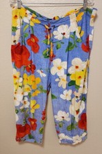 Jams World Sz S Drawstring Waistband No Elastic Cropped Pants Delight Print
