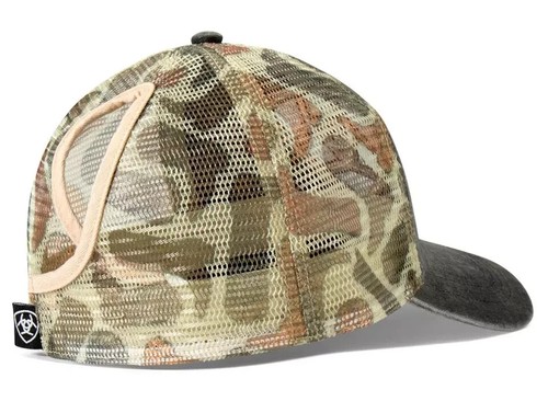 Ariat Womens Hat Baseball Cap Ponyflow Mesh Back Logo Grey Camo A300085006 - Picture 2 of 2