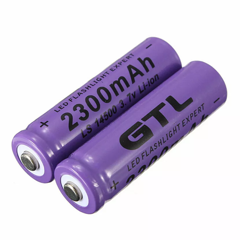 2x 14500 Batteria Agli Ioni di Litio 3.7V 2300mAh Ricaricabili