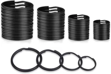 40 Pack Key Ring Keychain Mix 4 Sizes Black Metal Flat Split Key Chains Rings..