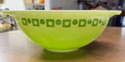 Vintage Pyrex 1970s Green Glass Salad Square Dot 4Qt Cinderella #444 Mixing Bowl
