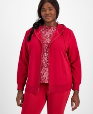 ID Ideology Plus Size Relaxed Full Zip Fleece Hoodie in Cranberry Whip Size 3X