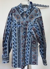 Men  s vintage Tru-West Rockmount Ranch Wear Western Aztec Shirt Pearl Snaps L
