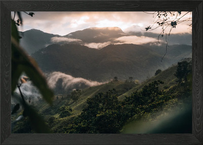 Nebelberge Gerahmtes Wandbild Poster Leinwanddruck Bild