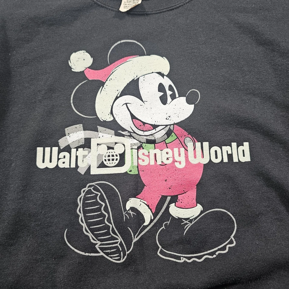 Disney World Mickey Mouse Santa Navidad Sudadera Negra Para Mujer Grande Y2K  Foto 4 de 4