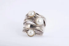 Hagit Gorali 925 Silver Pearl Ring Size 6 (7.82g.)