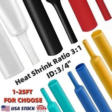 1-25 Feet Heat Shrink Tubing Kit 3:1 Marine Grade Insulation Wire Cable 3/4"