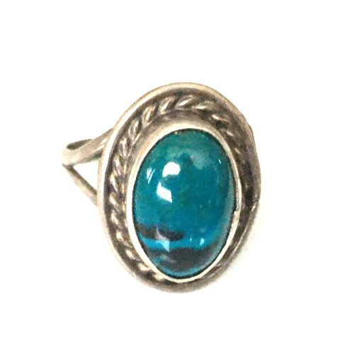 Vintage Ring MARKED MEXICO 925 STERLING SILVER Size 4.5 Blue Band Jewelry lot y
