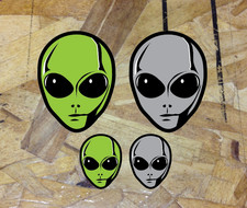 Alien Heads Sticker Decal Ufo Space Extra Terrestrial Vinyl Bumper Believe 4for1