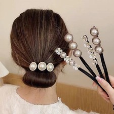 4Pcs Hair Bun Maker with Pearl Flower Decor Donut Bun Chignon Maker Hair Styling
