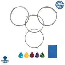 Professional Electric Bass Strings Set with Cleansing Cloth  Picks