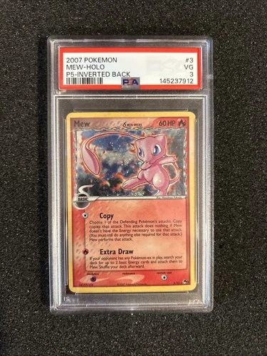 2007 POKEMON DELTA SPECIES MEW HOLO 3/17 **INVERTED BACK ERROR** PSA 3