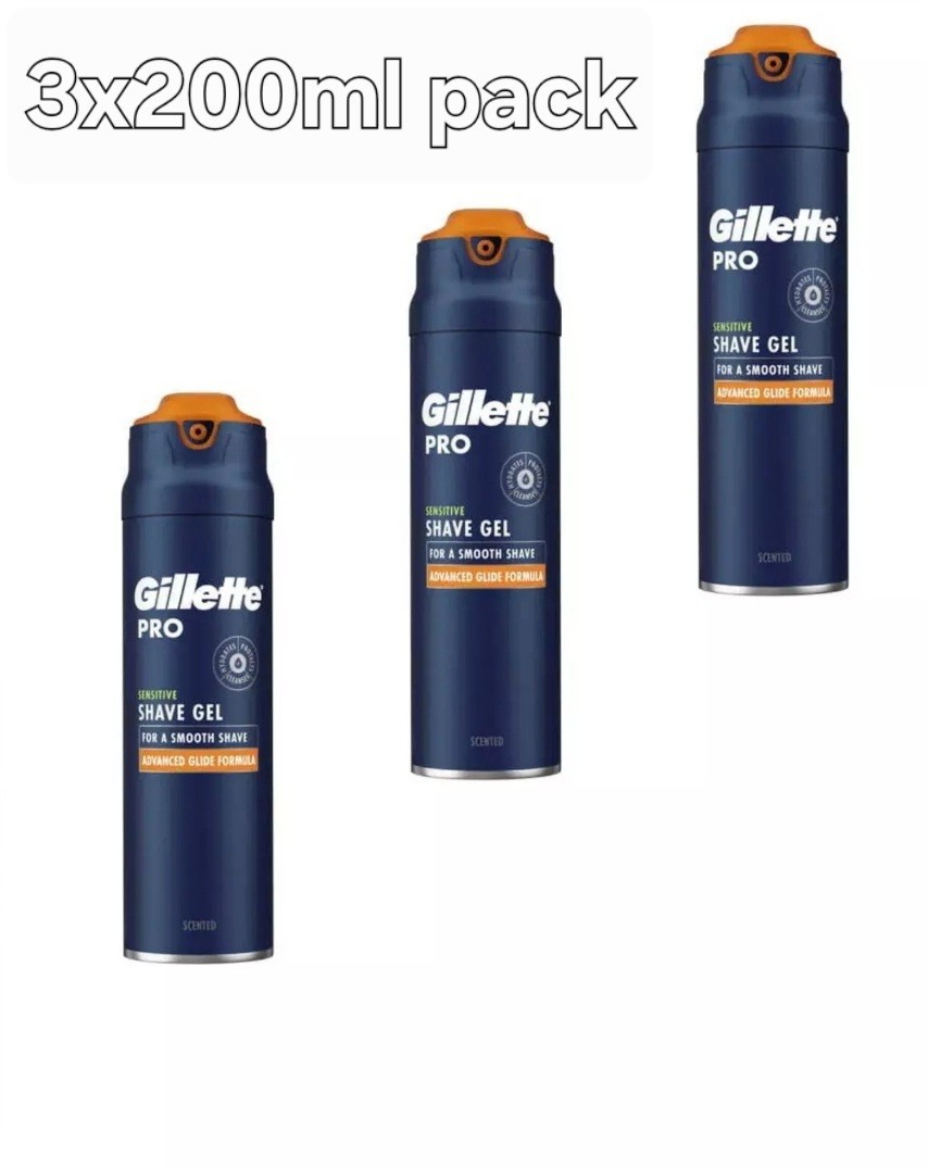 3 x Gillette Pro Sensitive Shave Gel | For A Smooth Shave | 3 x 200ML