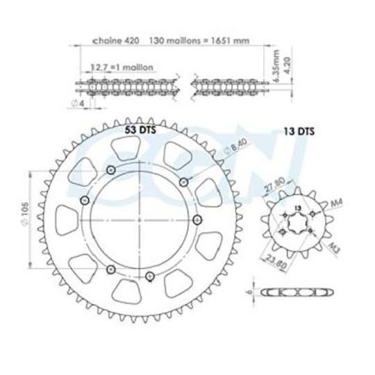 Kit chaîne Derbi 50 Senda R X-Race et DRD 2004-2005 en acier renforcé