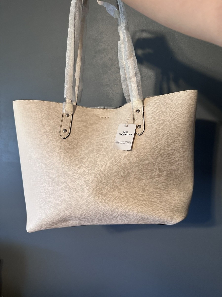 Coach Star Wars Ivory Pebbled Tote Bag Logo Accent Shoulder Strap