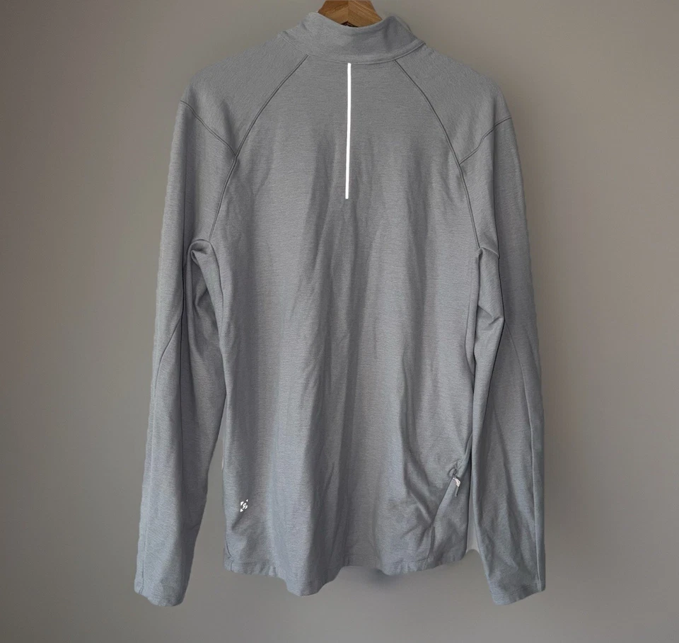 Lululemon Surge Warm 1/2 Zip Light Gray Running Workout Pullover Shirt Mens Sz L - Image 4 of 4