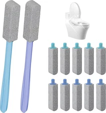 Pumice Stone Toilet Bowl Cleaner with 11.8 Inch Handle, Multi-Surface Gray 