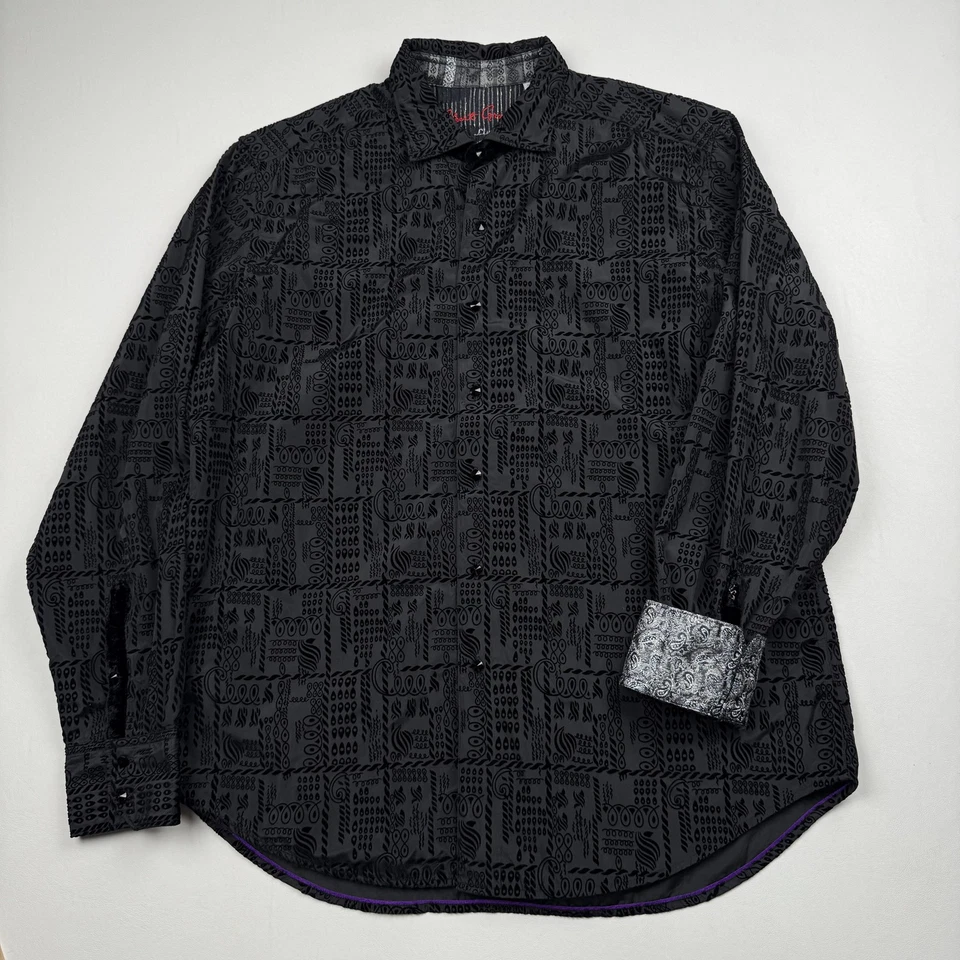Camisa Robert Graham Para Hombre Grande Negra Edición Limitada Calce Clásico Vestido Estampado Foto 2 de 4
