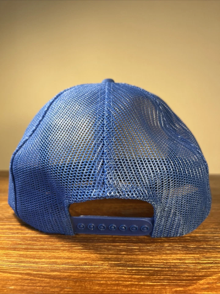 Sombrero de cuerda vintage de camionero de California azul con palmeras rosas/amarillas Foto 3 de 4