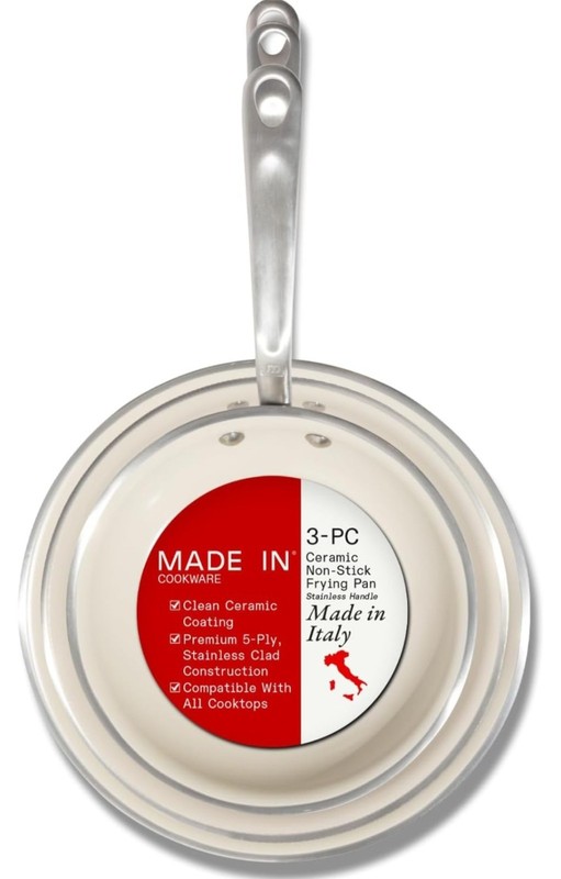 Made In CeramiClad Non-Stick Stainless 3-Piece 8” 10” 12” SS Frying Pan Set NIP