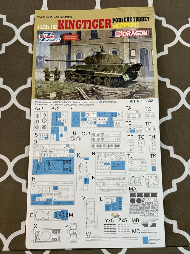 Torreta Porsche King Tiger Serie 39-45 Dragon Modelo 1:35 con Tanque Zimmit Foto 3 de 4