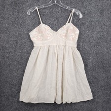 Free People Intimately Babydoll Mini Slip Dress Womens Small White Embroidered