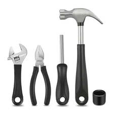 17 Pcs Yellow Home Repair Hand Tool Set Toolbox Hammer Plier Wrench Screwdriver