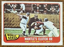 1965 TOPPS MICKEY MANTLE WORLD SERIES MANTLE’S CLUTCH HR #134 SMALL WRINKLE READ
