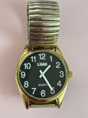 LS & S Low Vision Watch-Gold Tone-New Battery