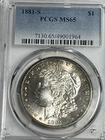 1881-S Morgan Dollar : PCGS MS65 Rainbow Rim Toning