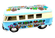 5" Kinsmart 1962 Volkswagen Classical Bus w/Decal 1:32 Diecast Love Peace Blue