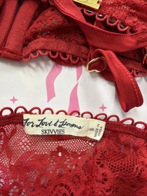 Rare For Love & Lemons SKIVVIES The Primrose Heart Bra And Panty Set S