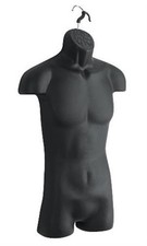 Male Molded Black Hollowback Torso Form - Fits Men's Sizes S-L (3 Pack)