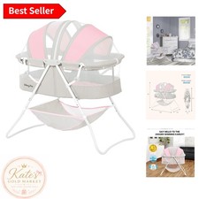 Dream On Me Karley Bassinet: Spacious Grey Pink Baby Bed with Canopy