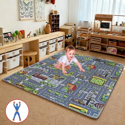 Interactive Kids Children's Rugs Town Road Map City Rug Play Village ...
