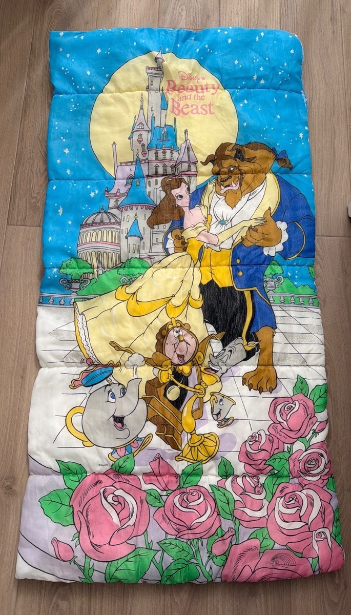 Vintage 90s Disney Beauty & The Beast Sleeping Bag Kids Bedding