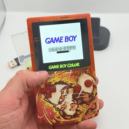 NINTENDO GAME BOY COLOR - IPS V3 - POKÉMON ARCANINE + STAND + 2 BATTERIE USB-c - Imagen 5 de 7