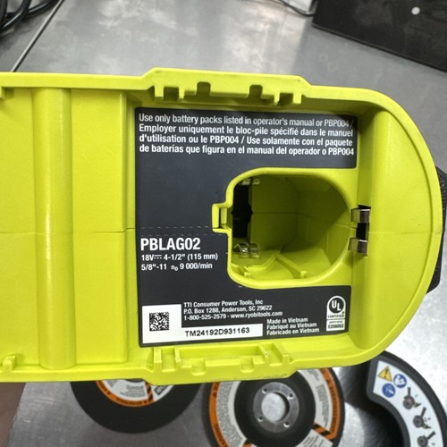 RYOBI ONE+ HP 18V 4-1/2 pollici Smerigliatrice angolare/utensile da taglio solo utensile PBLAG02B - Foto 2 di 4