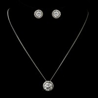 Vintage Inspired Silver Cubic Zirconia Necklace & Earring Set - Bridal Wedding J Vintage Inspired Silver Cubic Zirconia Necklace & Earring Set - Bridal Wedding J