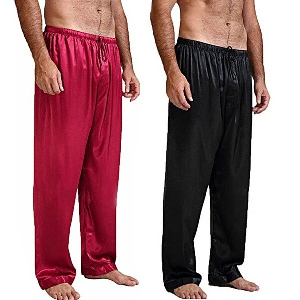 Pyjamas Pants Sleep Bottoms Nightwear Sleepwear Mens Silk Satin Pajamas — 第 2/4 张图片