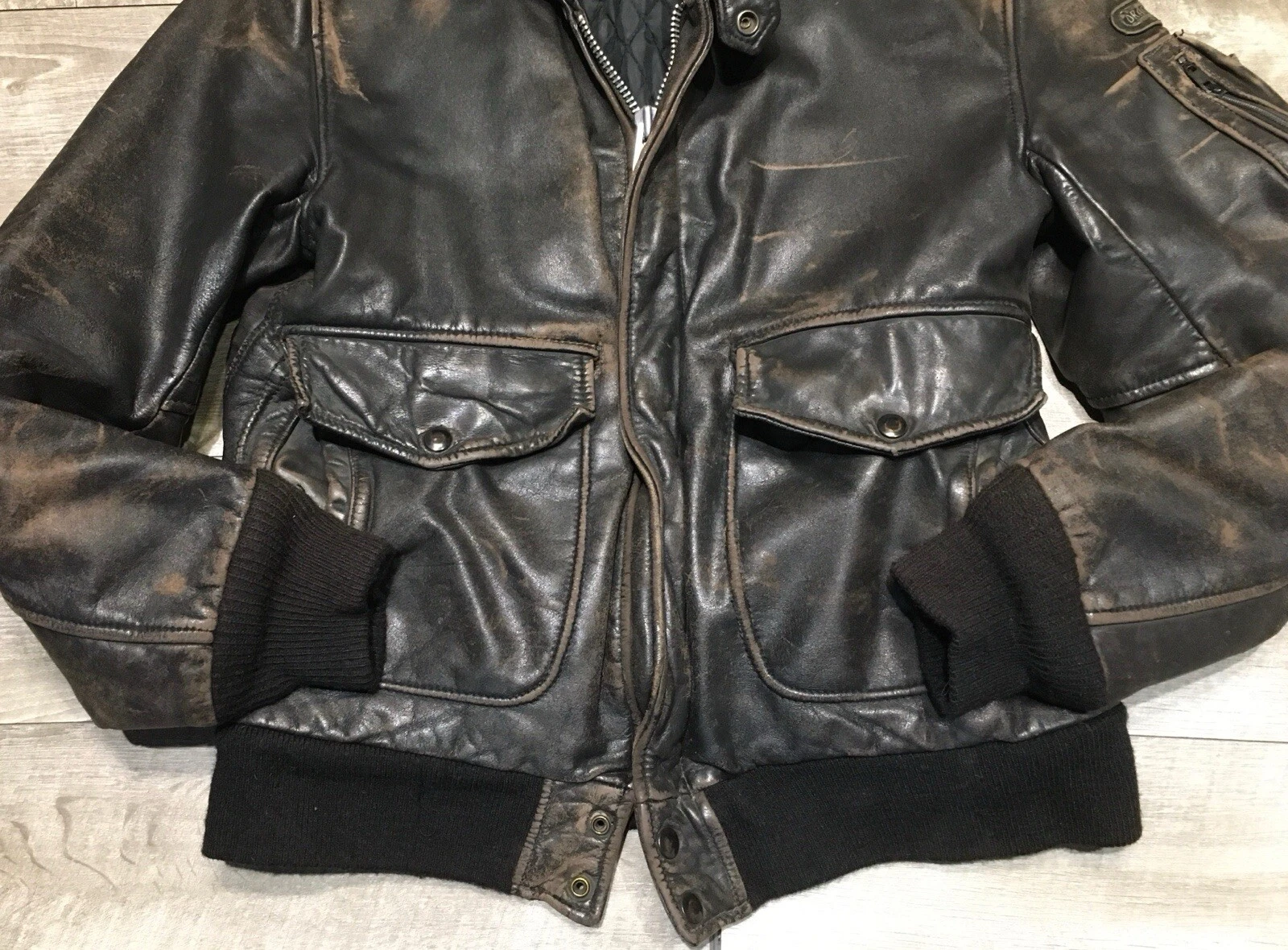 drag-specialties vintage leather motorcycle biker riding coat jacket