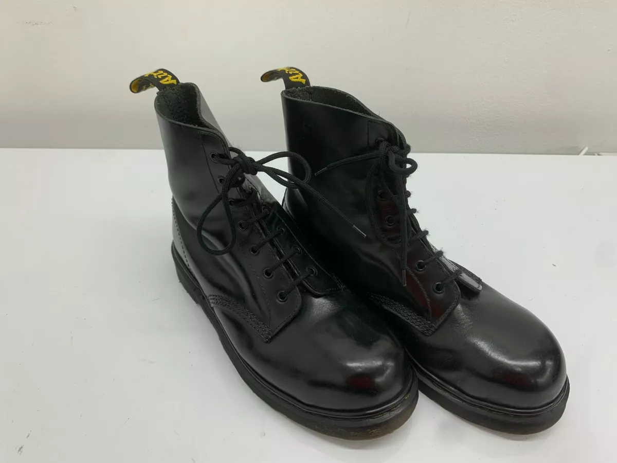 Doc Dr Martens Boots 7 Eyelets Black Size 8UK Steel Toe Caps