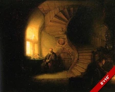 REMBRANDT OLD MAN IN PRAYER PAINTING CHRISTIAN BIBLE ART REAL CANVAS PRINT